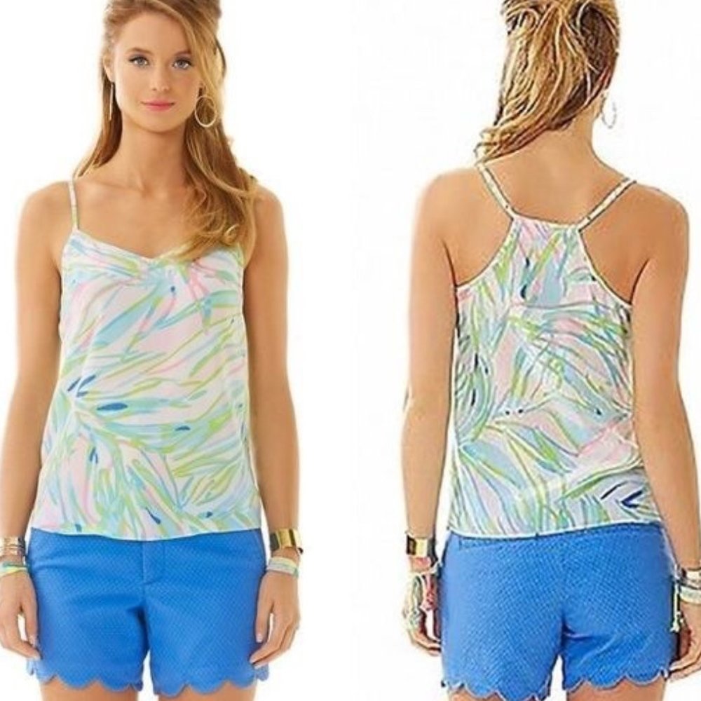 Lilly Pulitzer Silk Tank - Skye Blue Salute Small